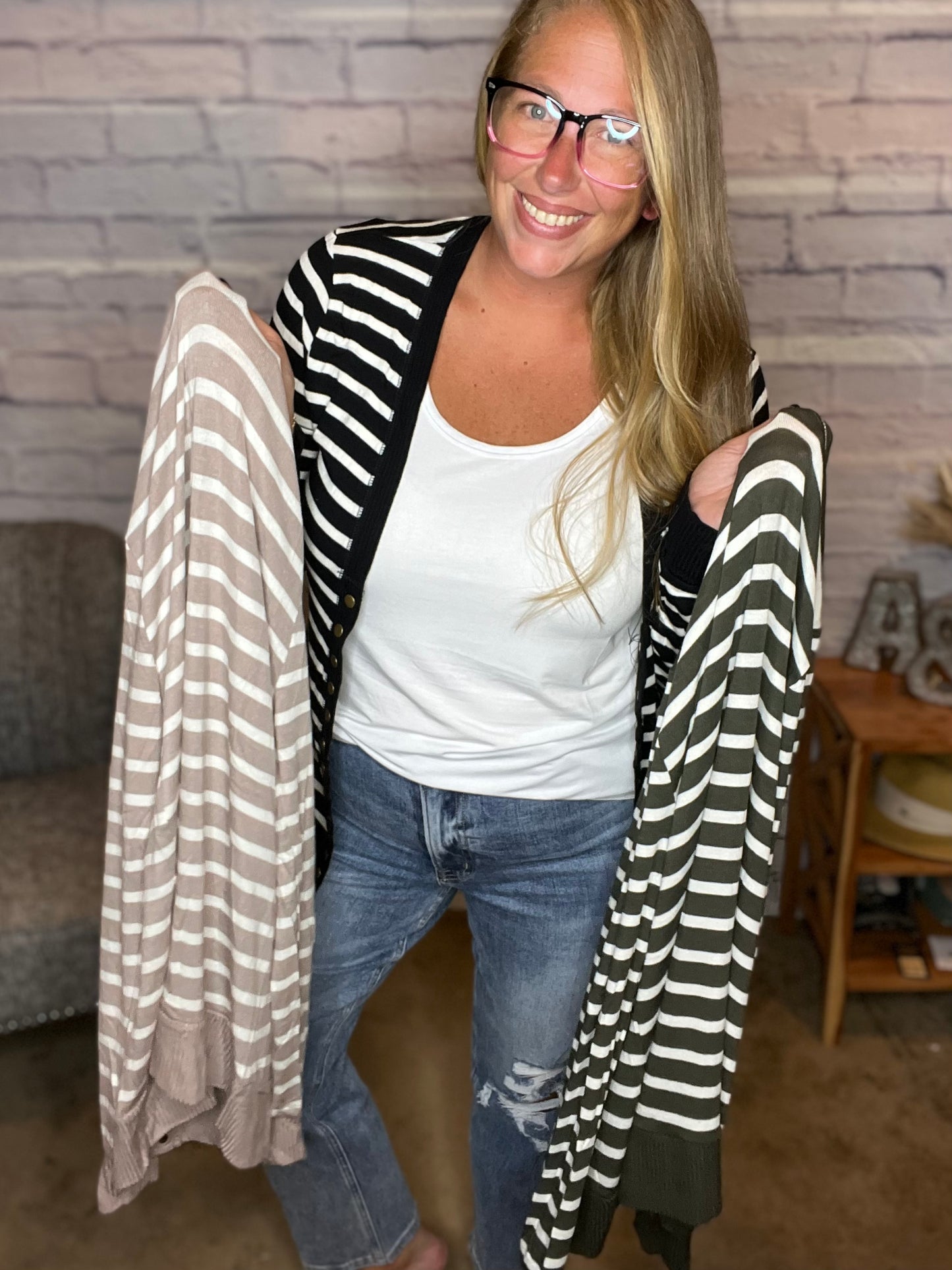 Striped Snap Button Cardigan - 3 Color Options!