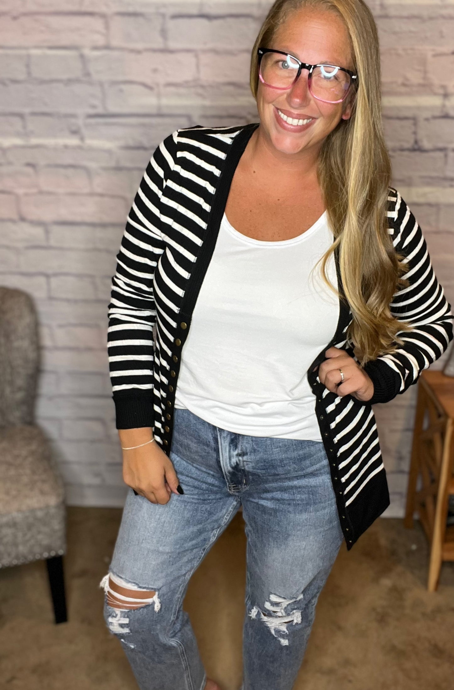 Striped Snap Button Cardigan - 3 Color Options!