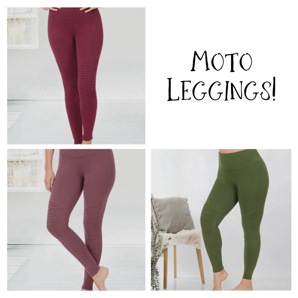 Premium Cotton Tummy Control Moto Leggings - 3 Color Options! – A & L Love