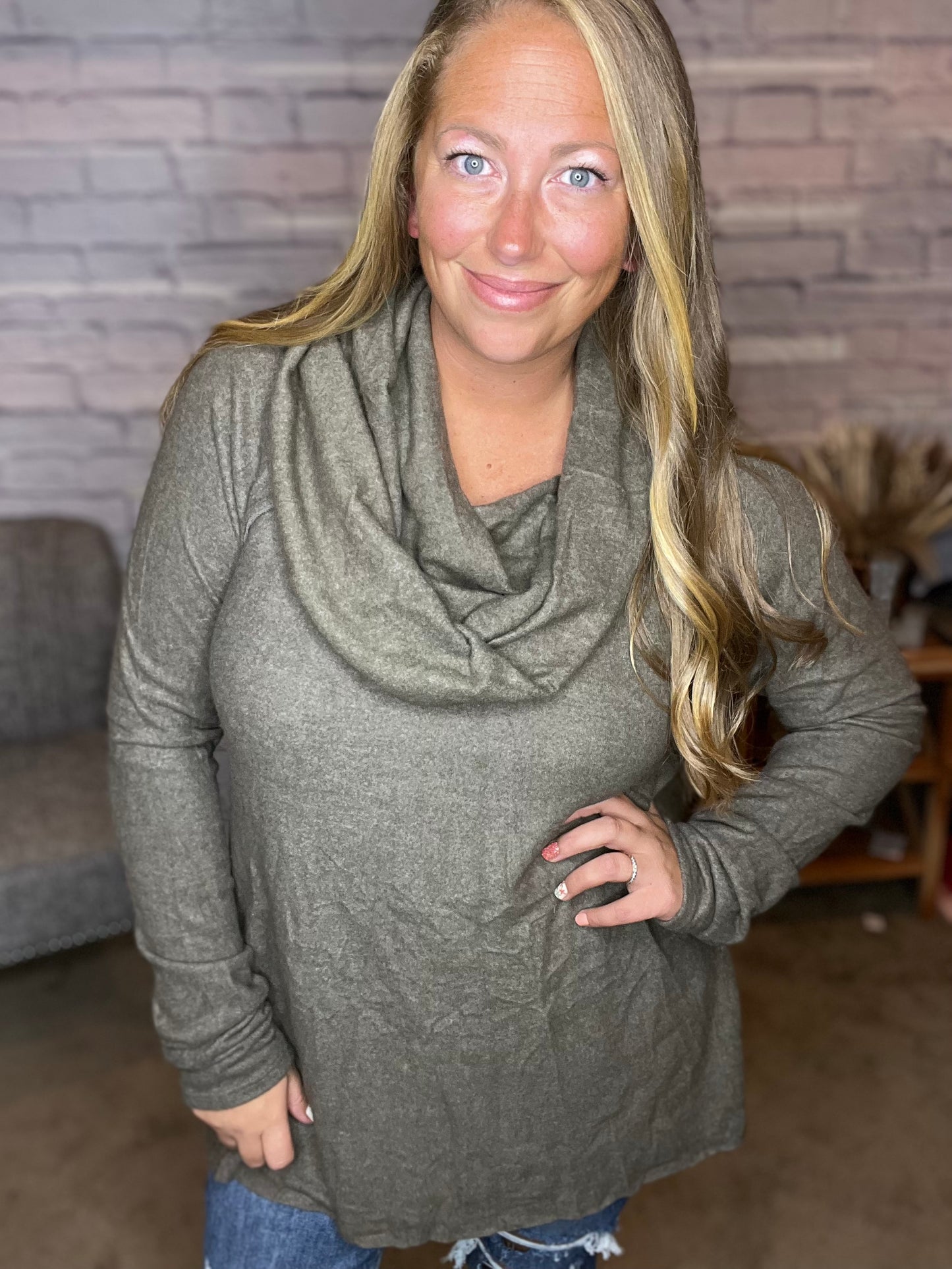 Brushed Knit Cowl Neck Sweater - 3 Color Options!
