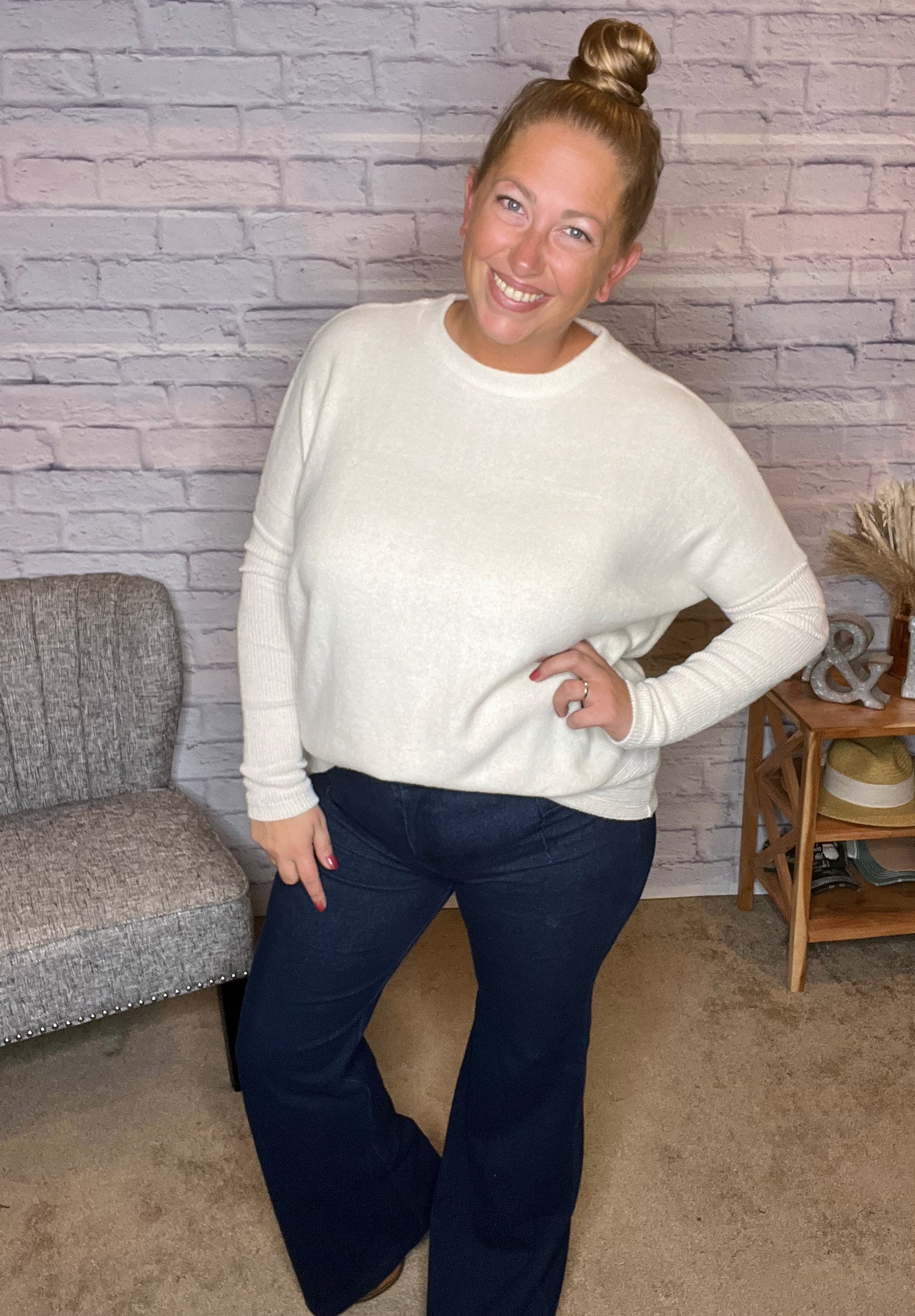 Cotton Stretch Twill Flared Pintuck Pants