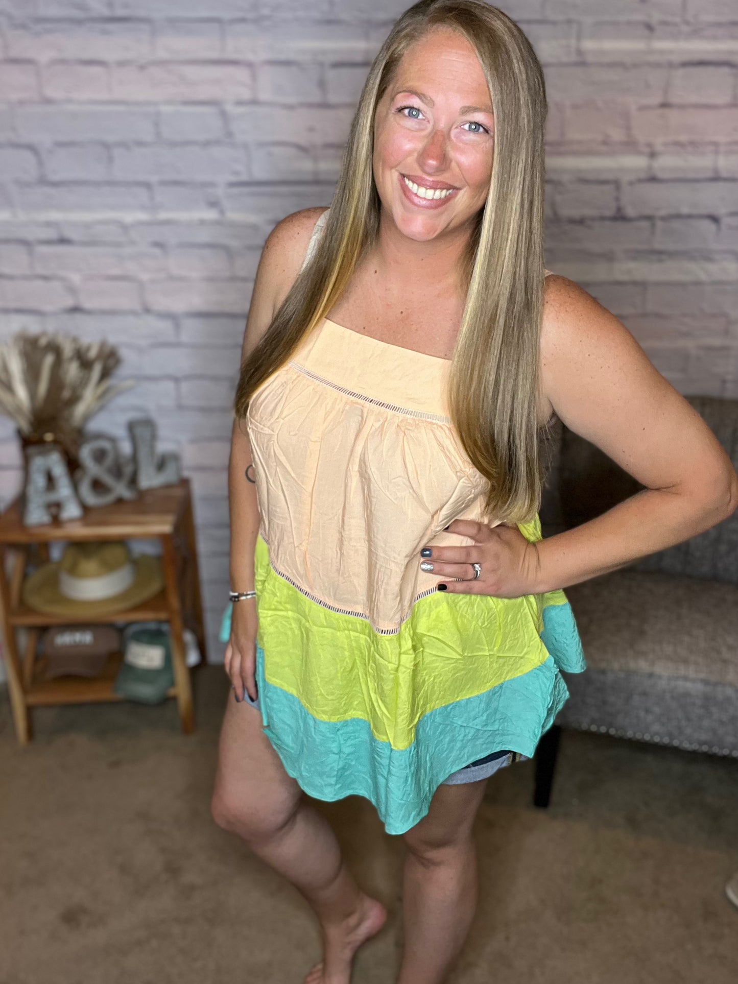 Sunshine & Summertime Color Block Sleeveless Top