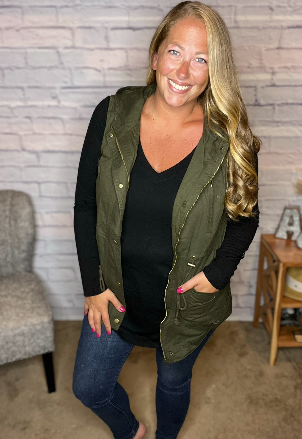 Zenana More To Come Military Hooded Vest