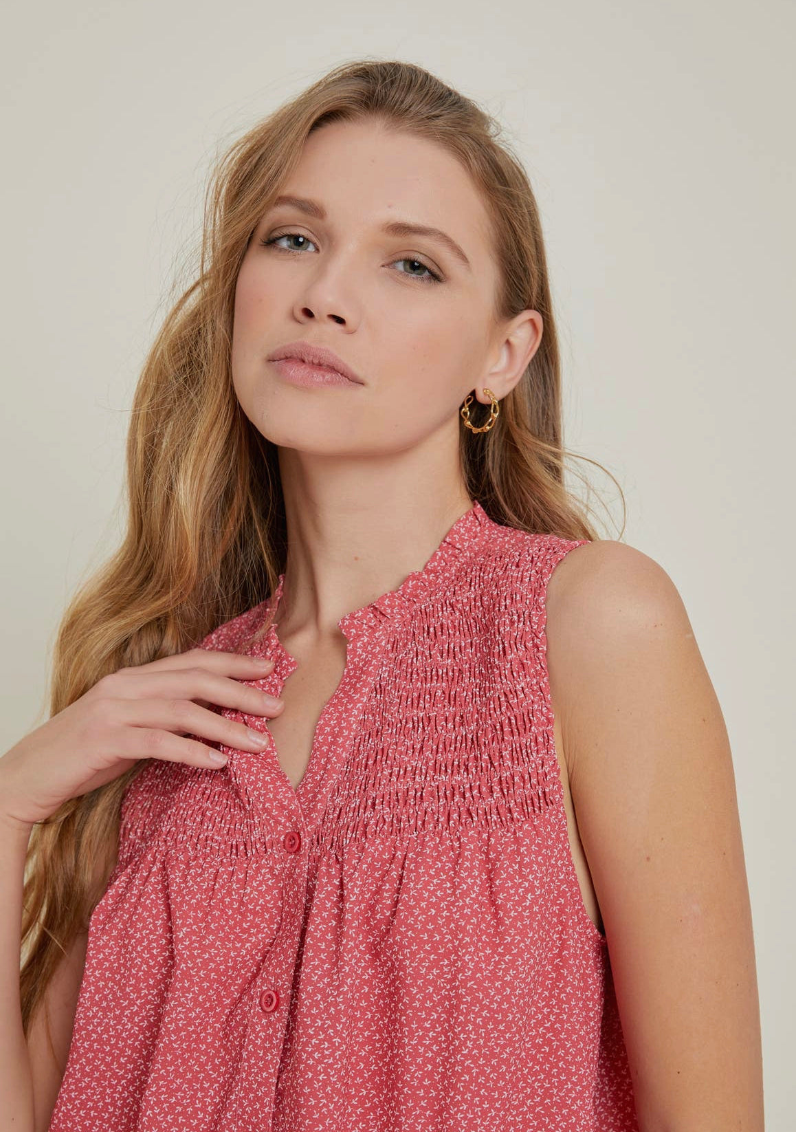 Ruffled Ditsy Floral Flare Shirt