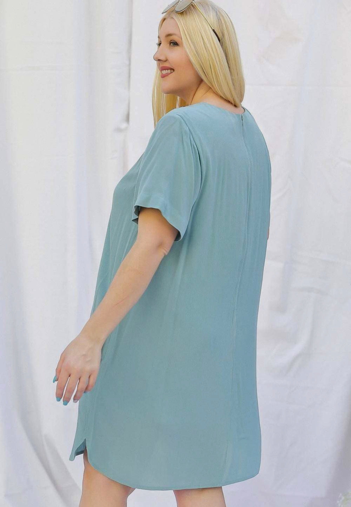 Solid Embroidered Tee Dress