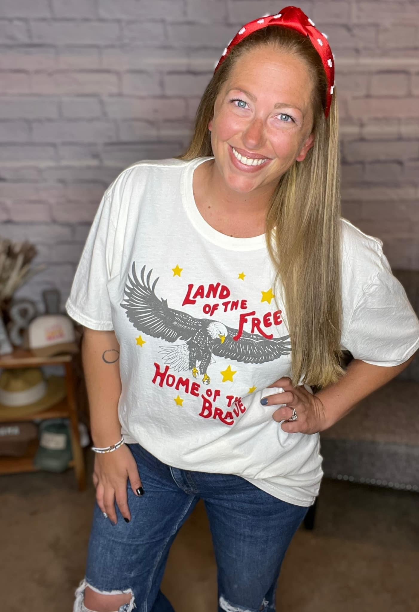 Land of the Free Home of the Brave Oversized Graphic Top by Oat Collective