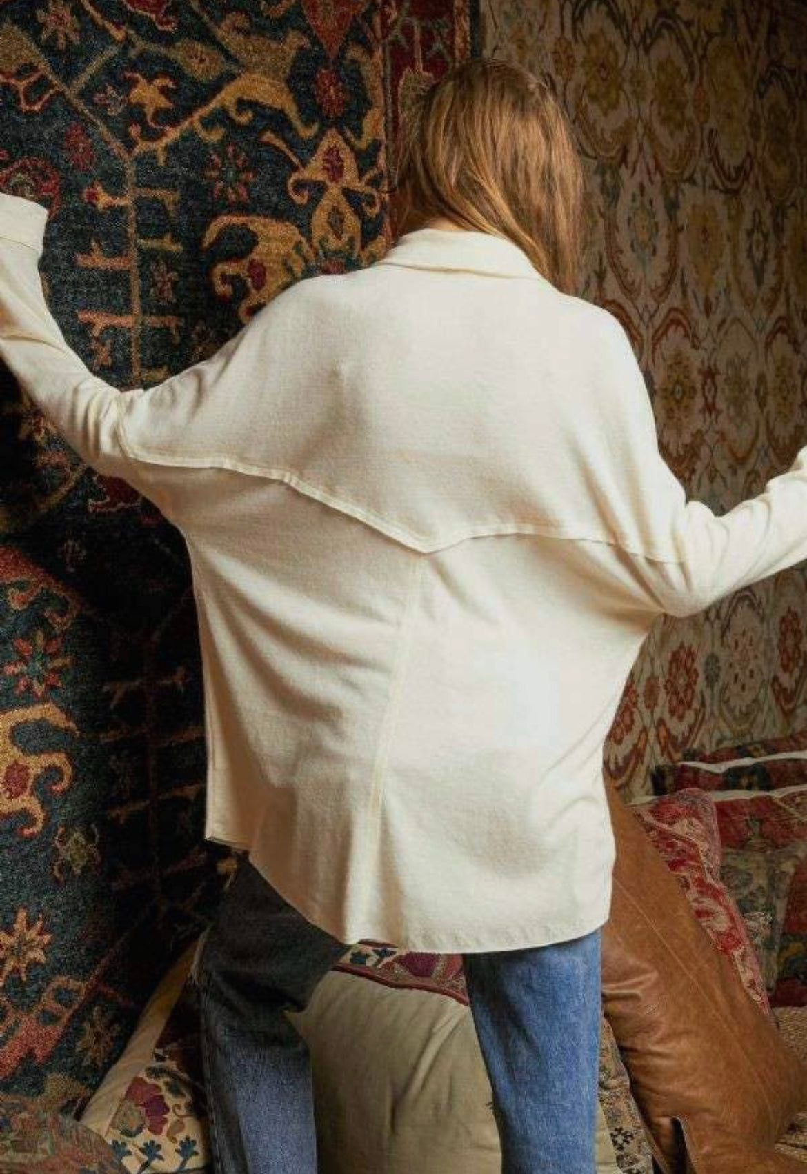 Relaxed Fit Dropped Shoulder Soft Knit Shirt Top