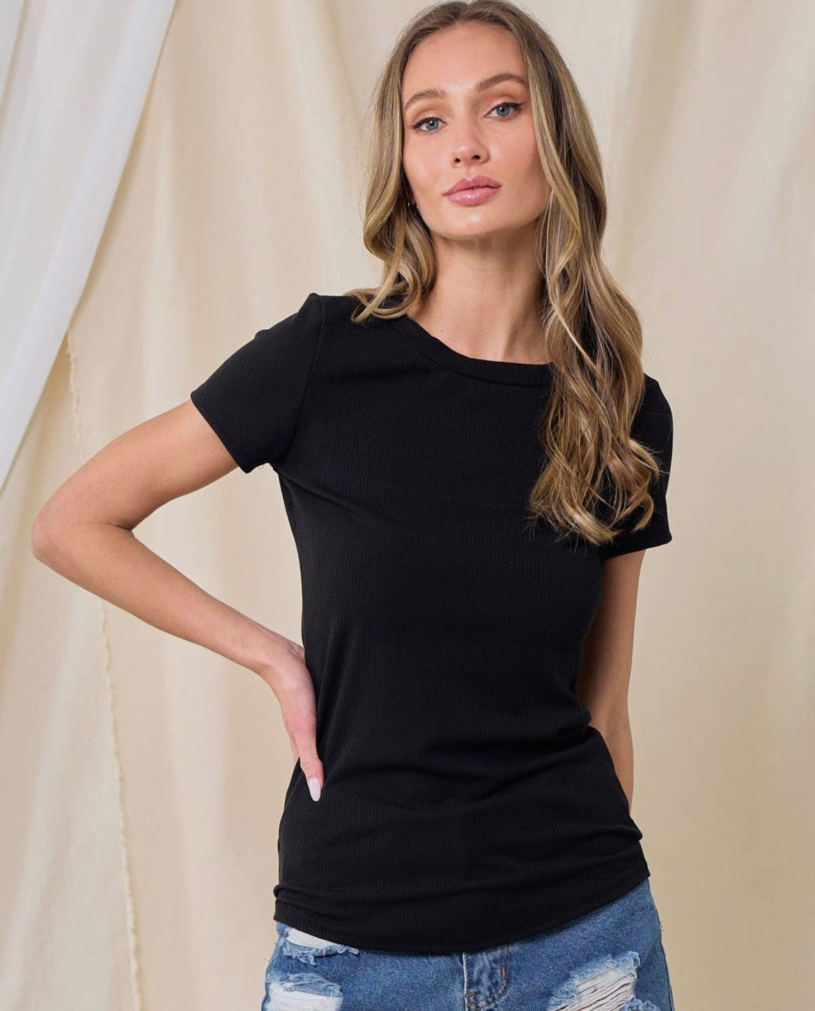 Make It Simple Rib Top in Black or White