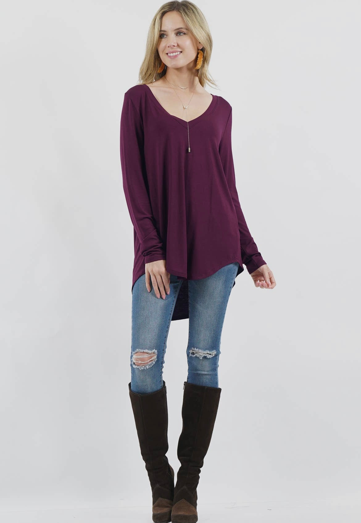 Doorbuster! Luxe Rayon Long Sleeve V-Neck Top - 7 Colors Available!