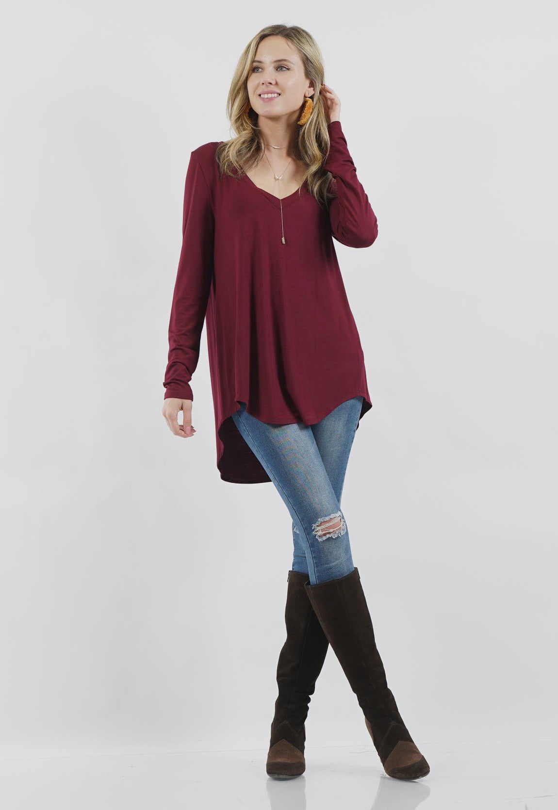Doorbuster! Luxe Rayon Long Sleeve V-Neck Top - 7 Colors Available!