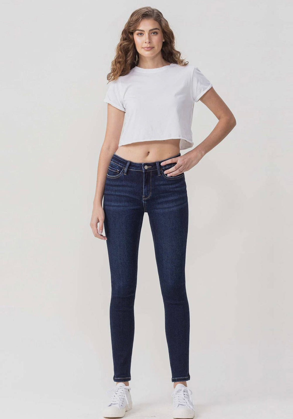 Mid Rise Ankle Skinny Jeans by Vervet