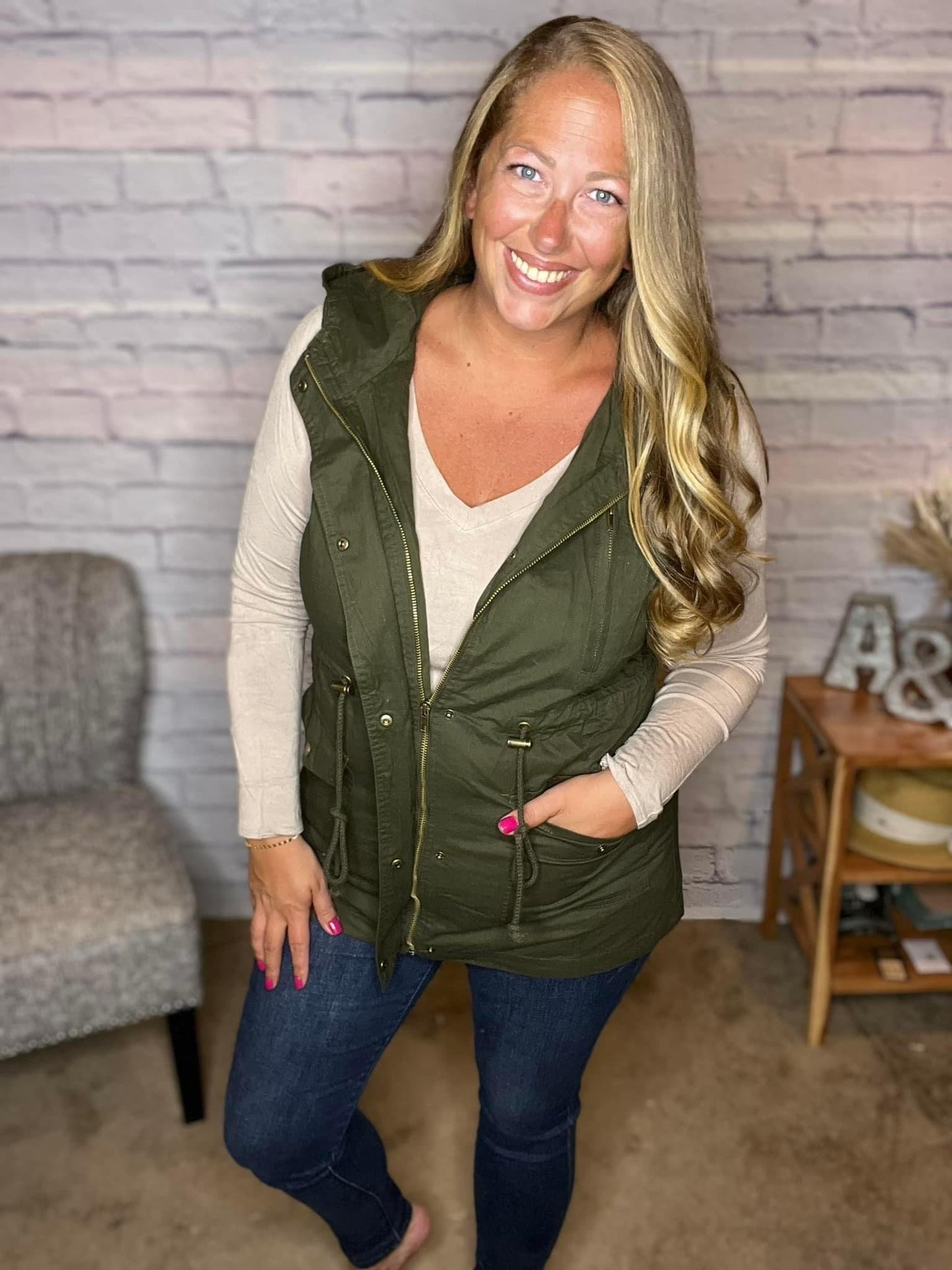 Zenana More To Come Military Hooded Vest