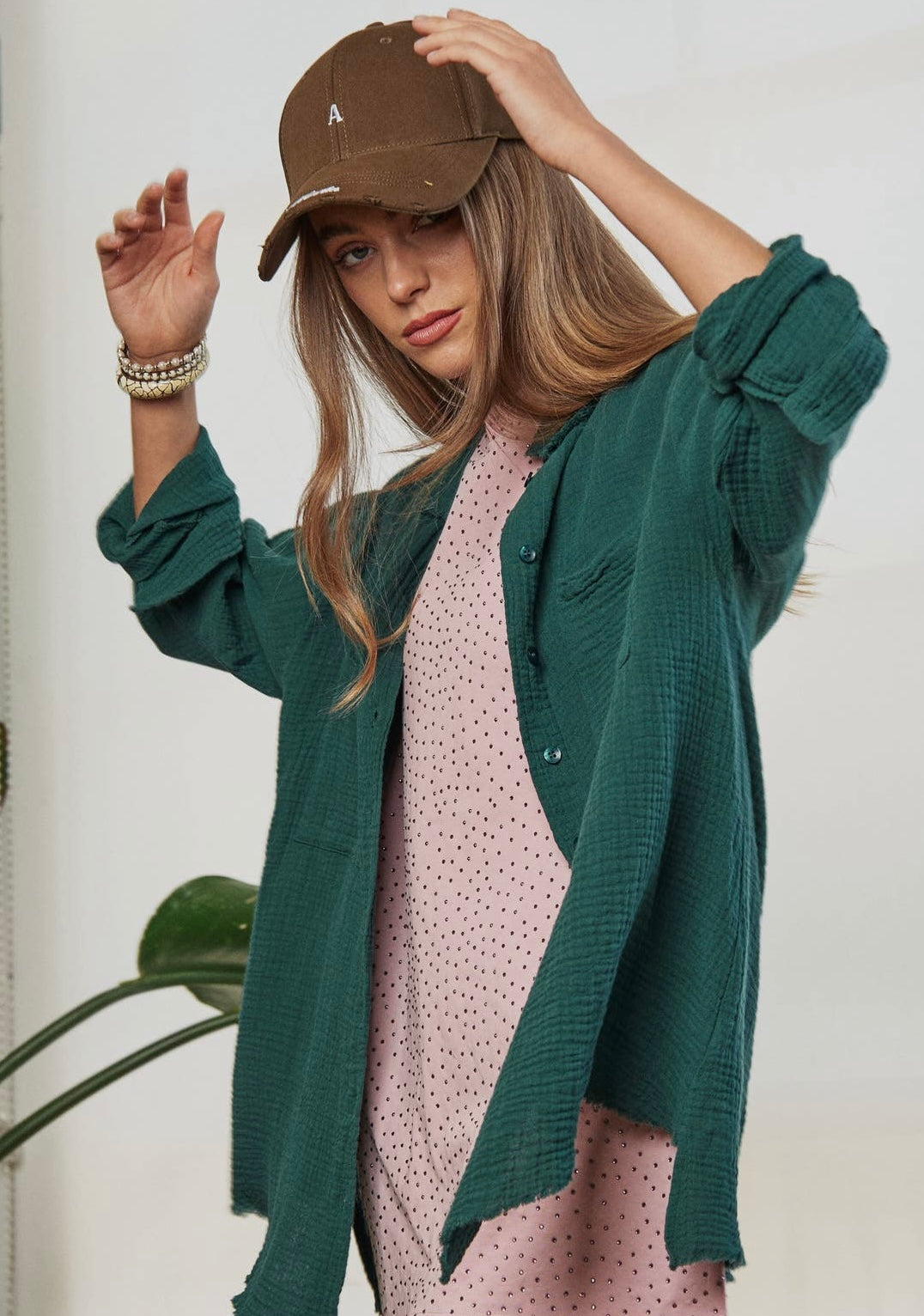 Eagles Green Long Sleeve Button Down Shirt