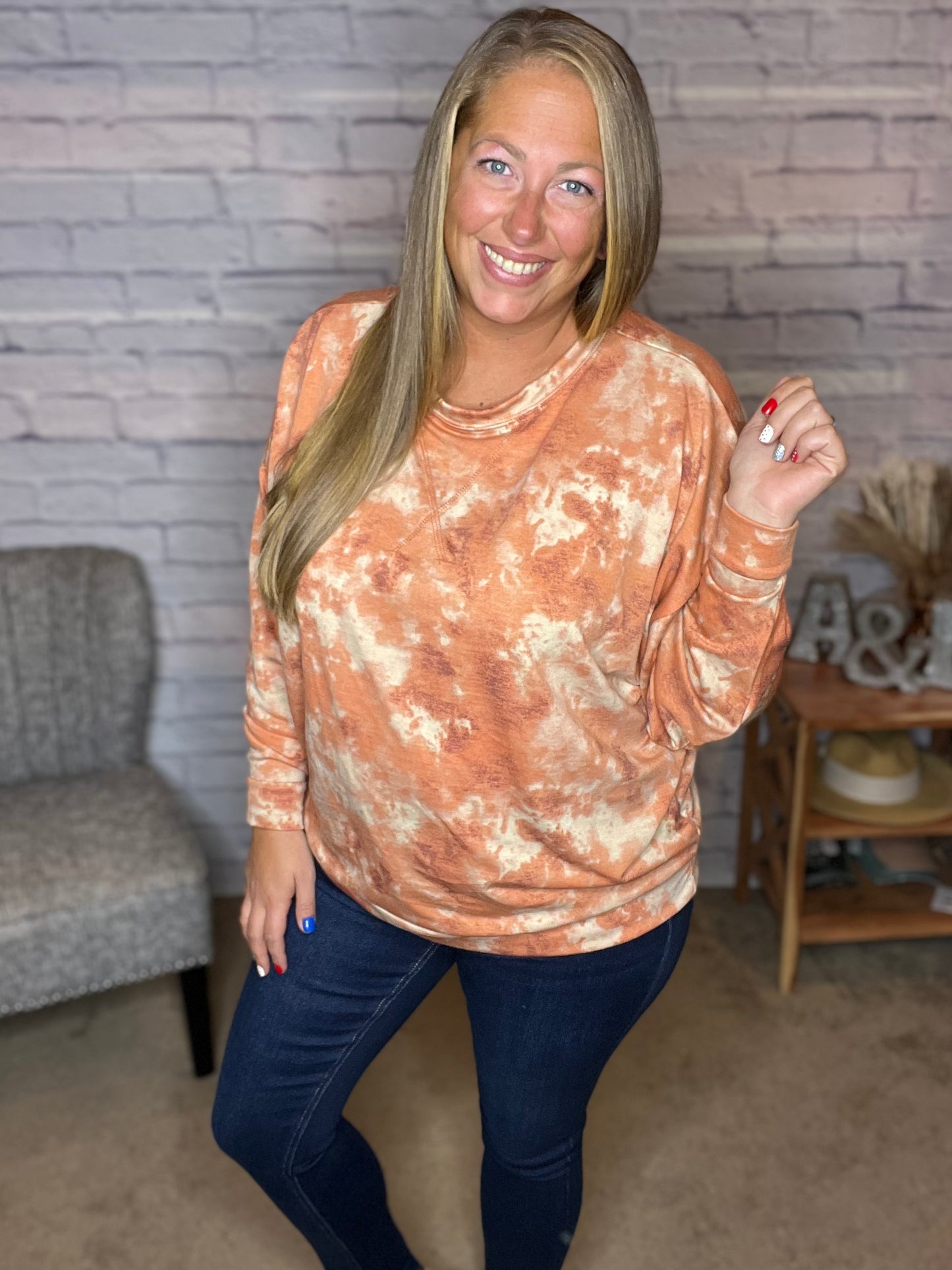 French Terry Tie Dye Oversized Drop Shoulder Top - 2 Color Options!