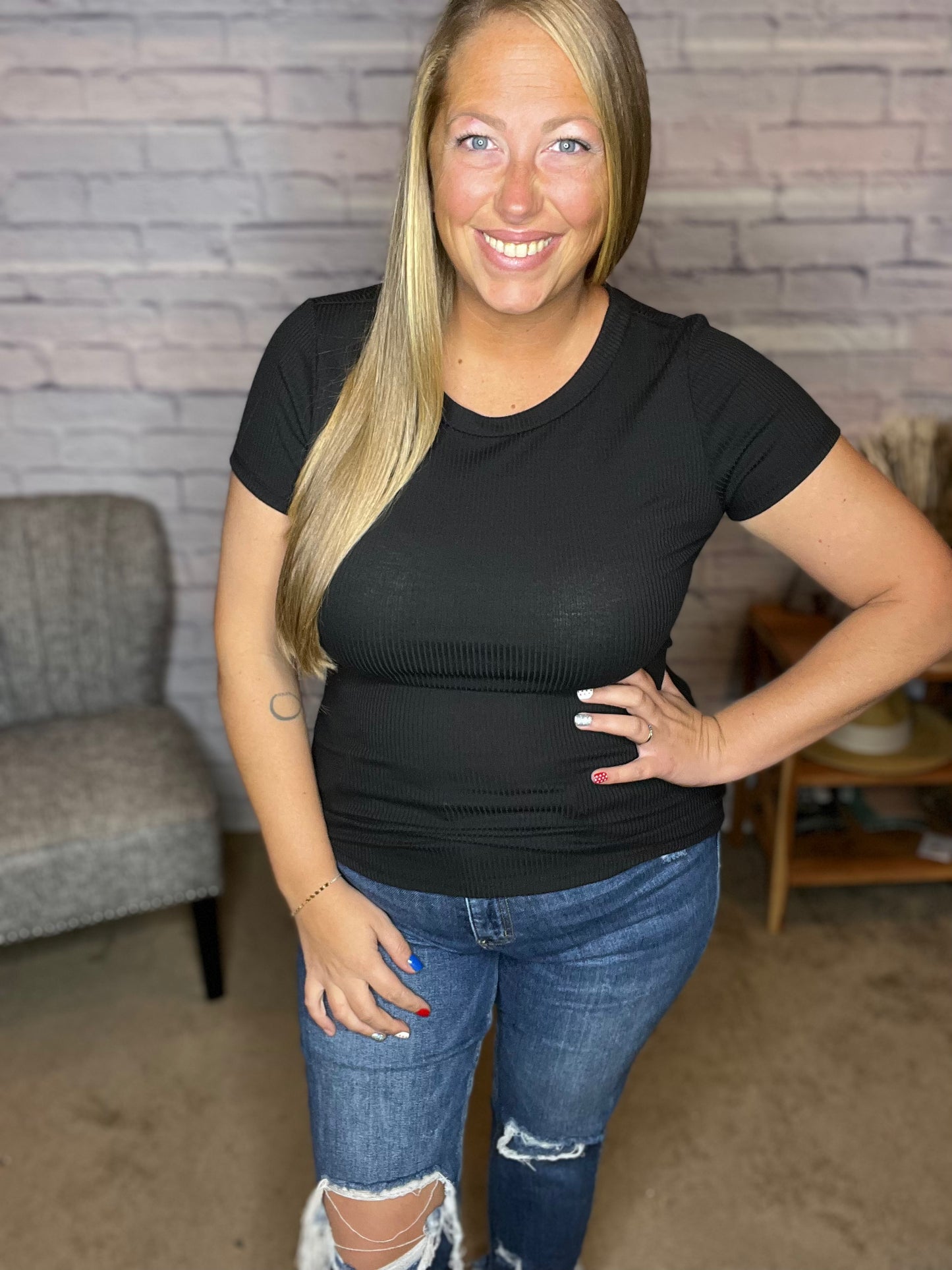 Make It Simple Rib Top in Black or White
