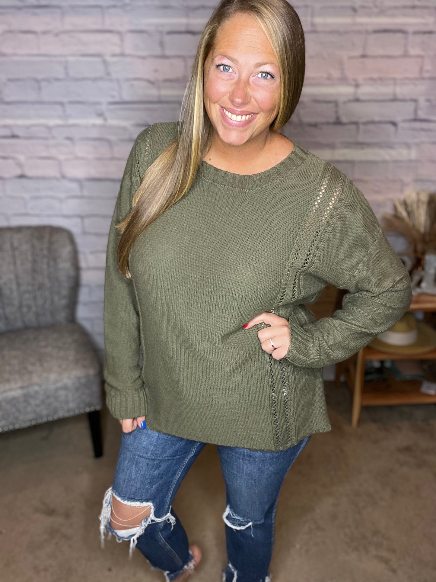 Knitted Eyelet Sweater