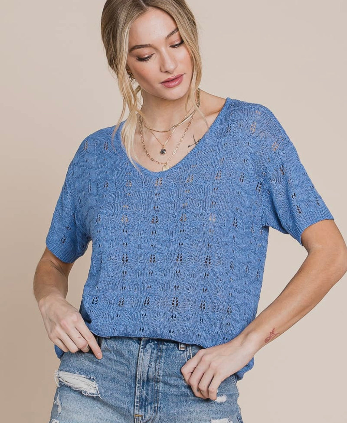 Lightweight V-Neck Sweater Top