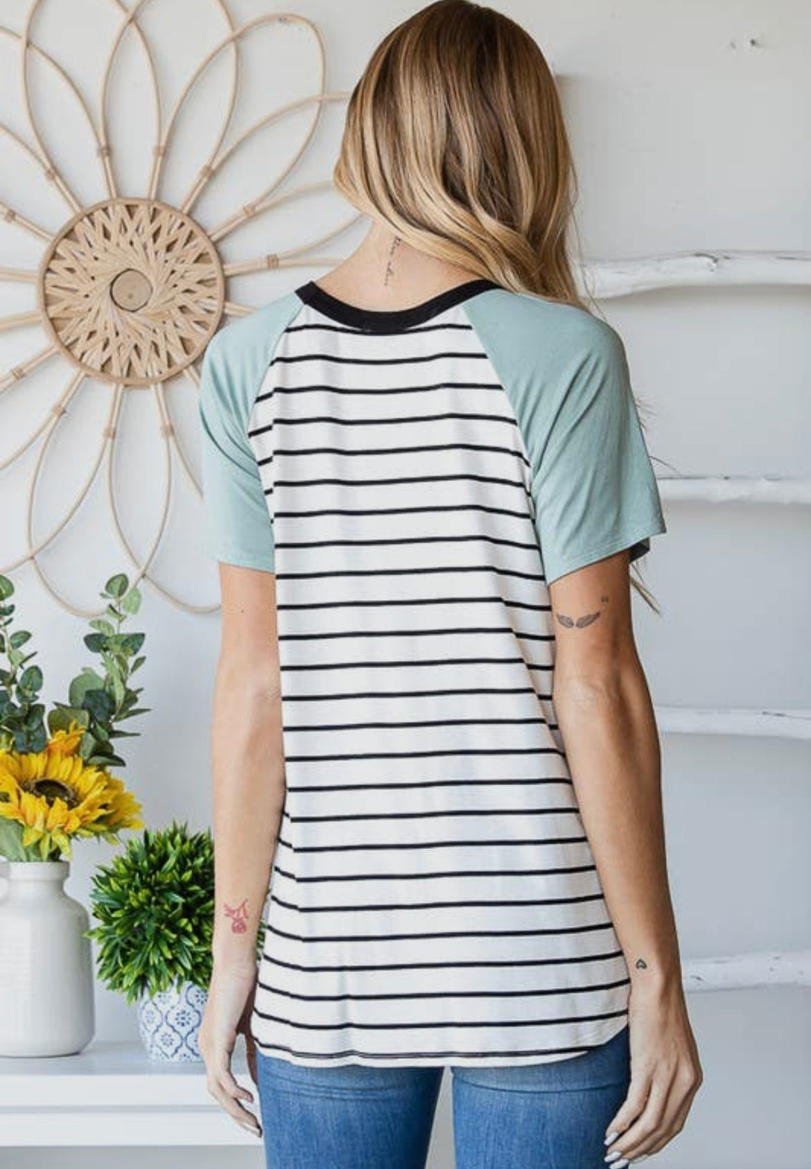 Stripes & Lace Contrast Tee