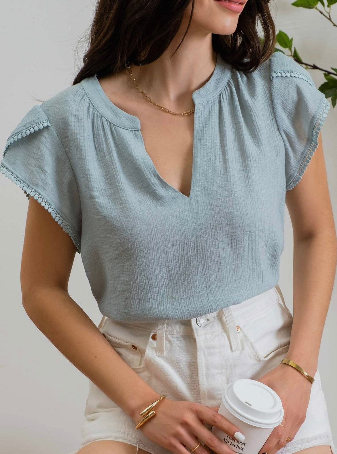 Petal Sleeve Woven Top