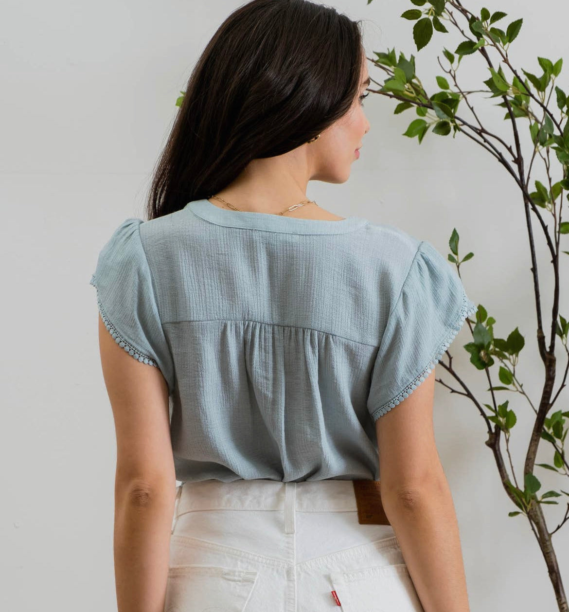 Petal Sleeve Woven Top