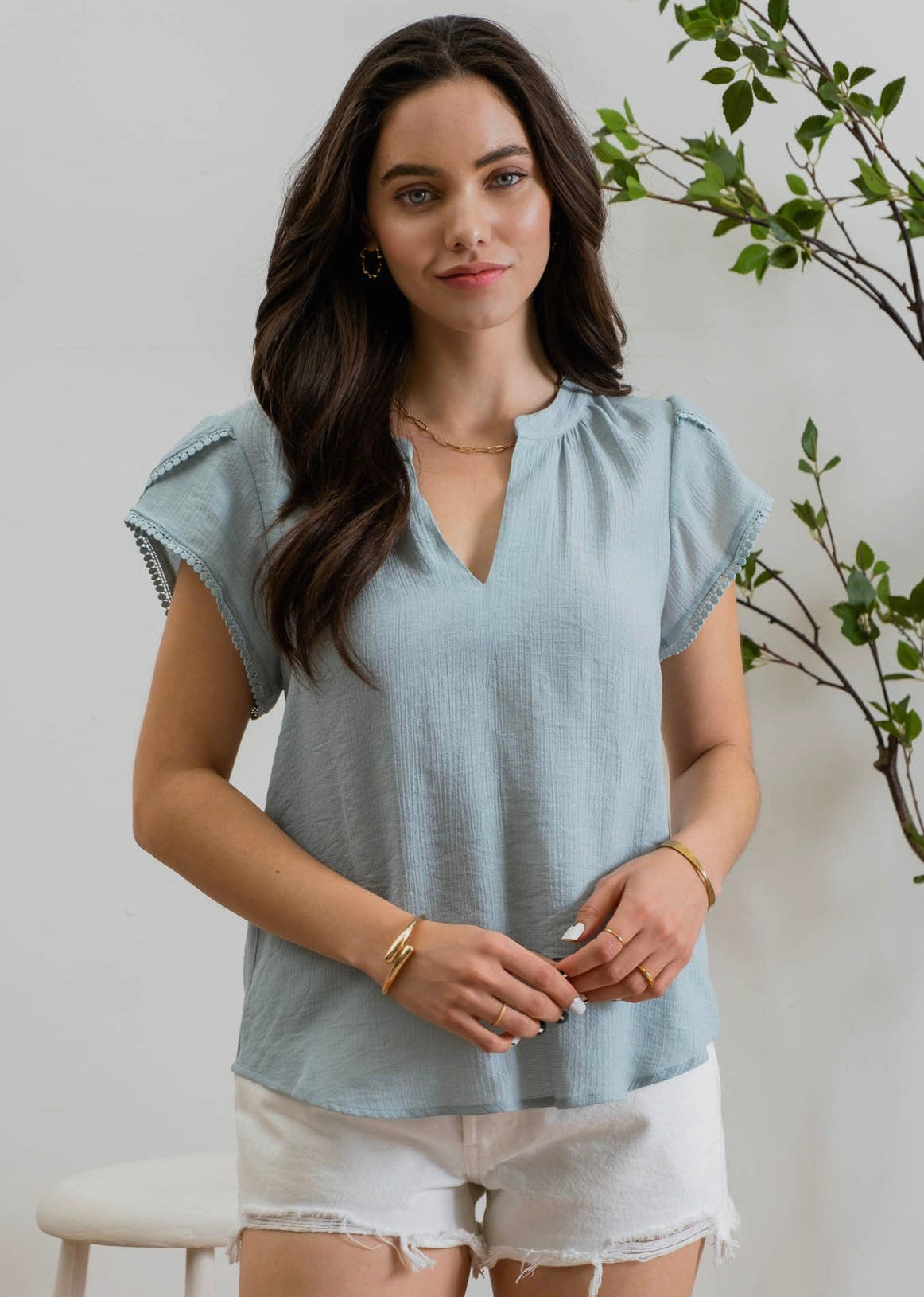 Petal Sleeve Woven Top