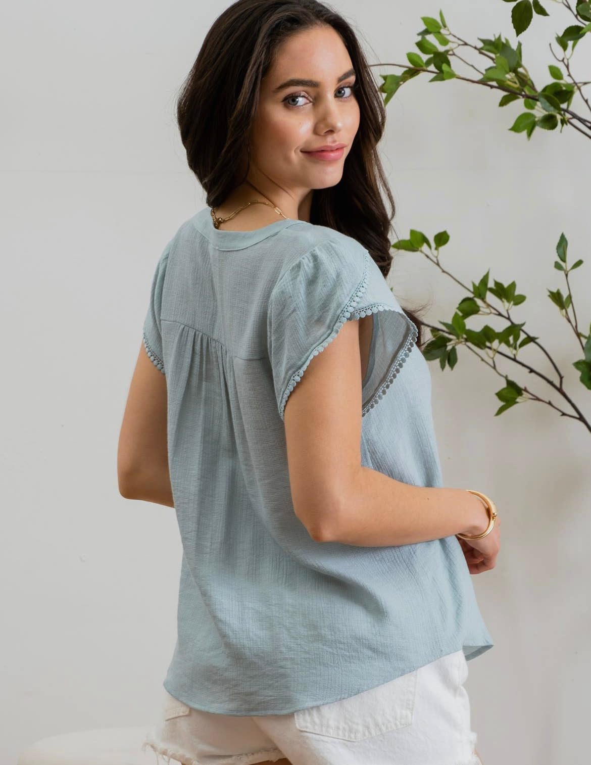 Petal Sleeve Woven Top