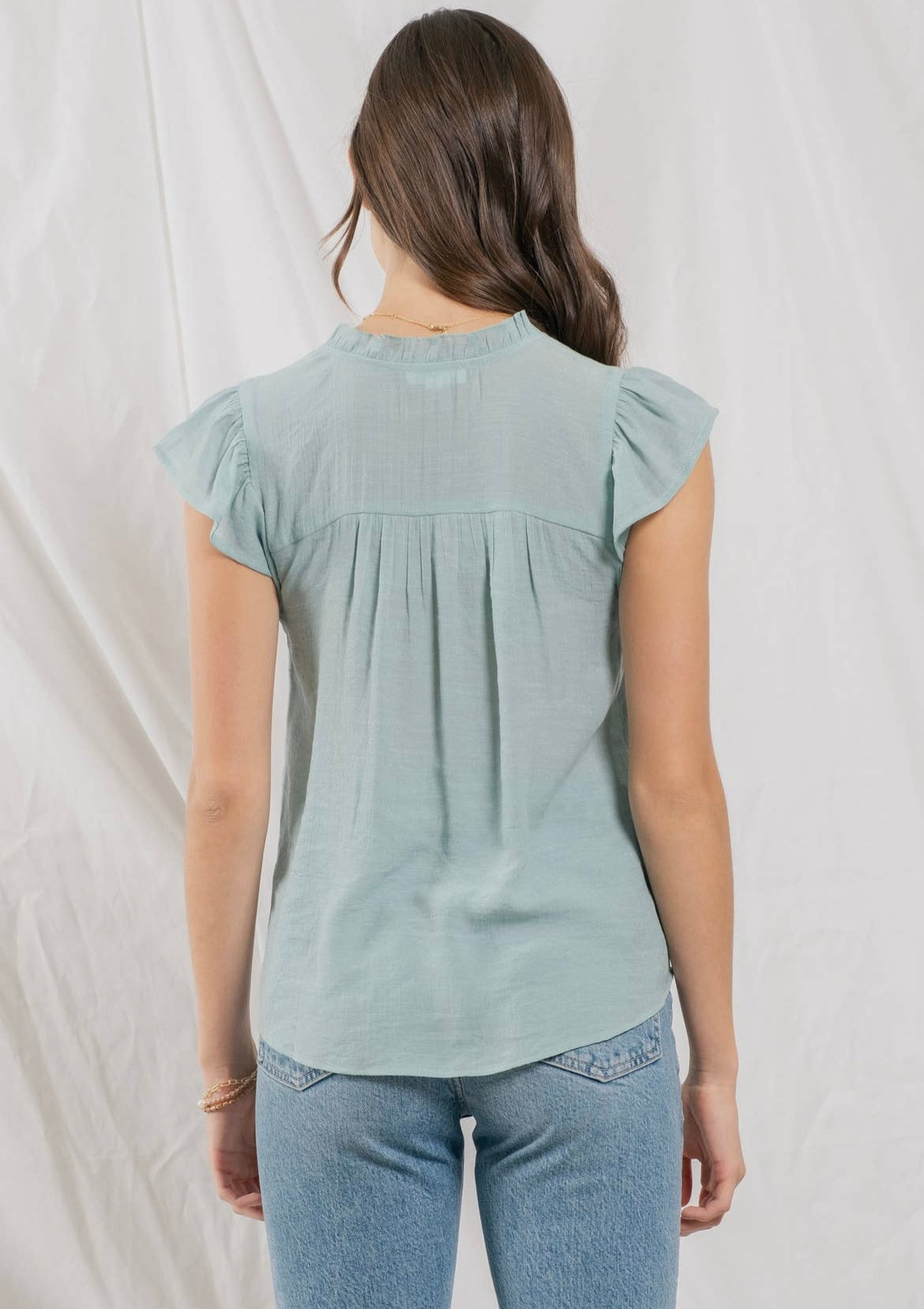 Neck Tie Embroidered Top