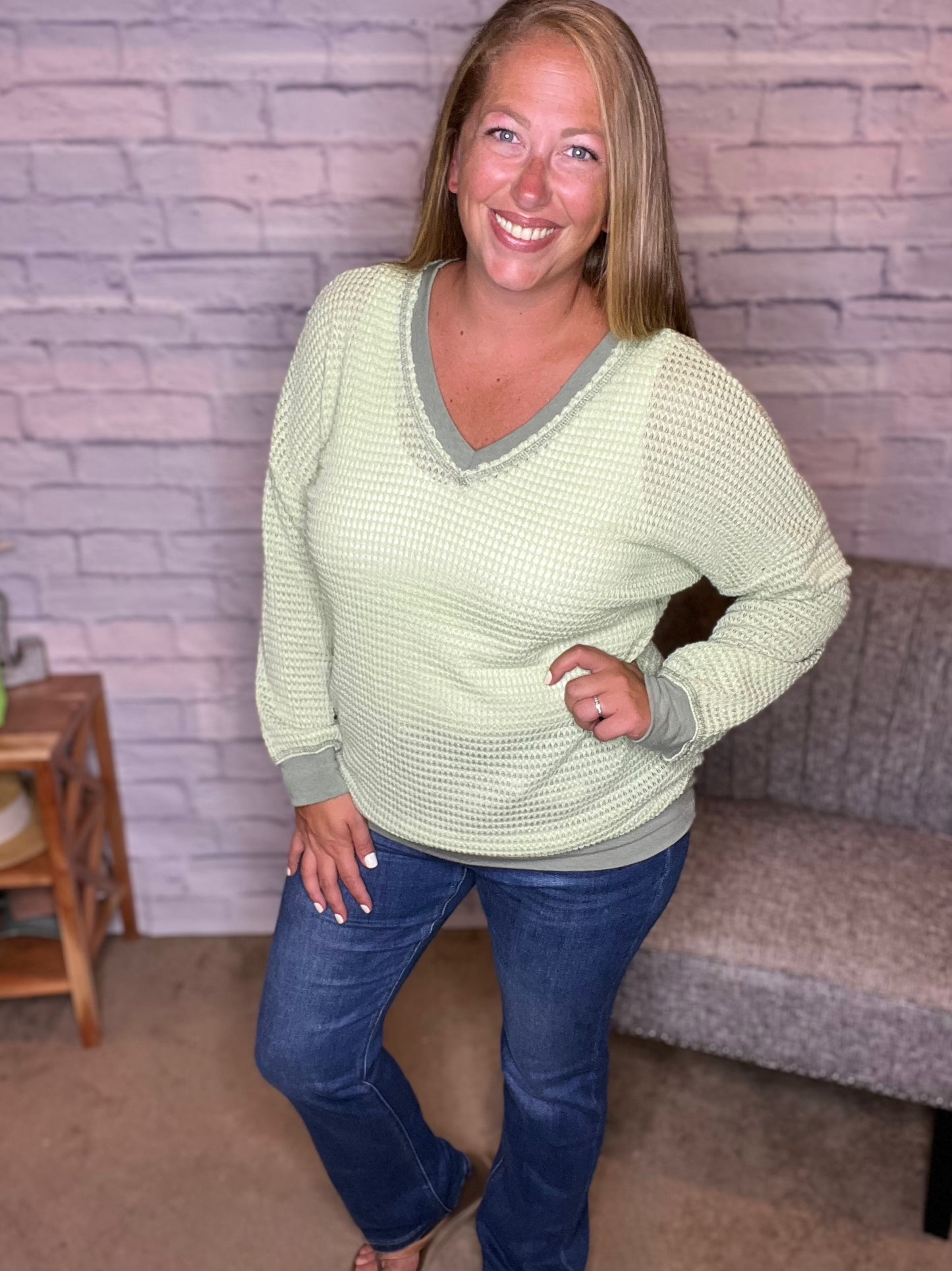 Belle Solid Waffle Knit Top