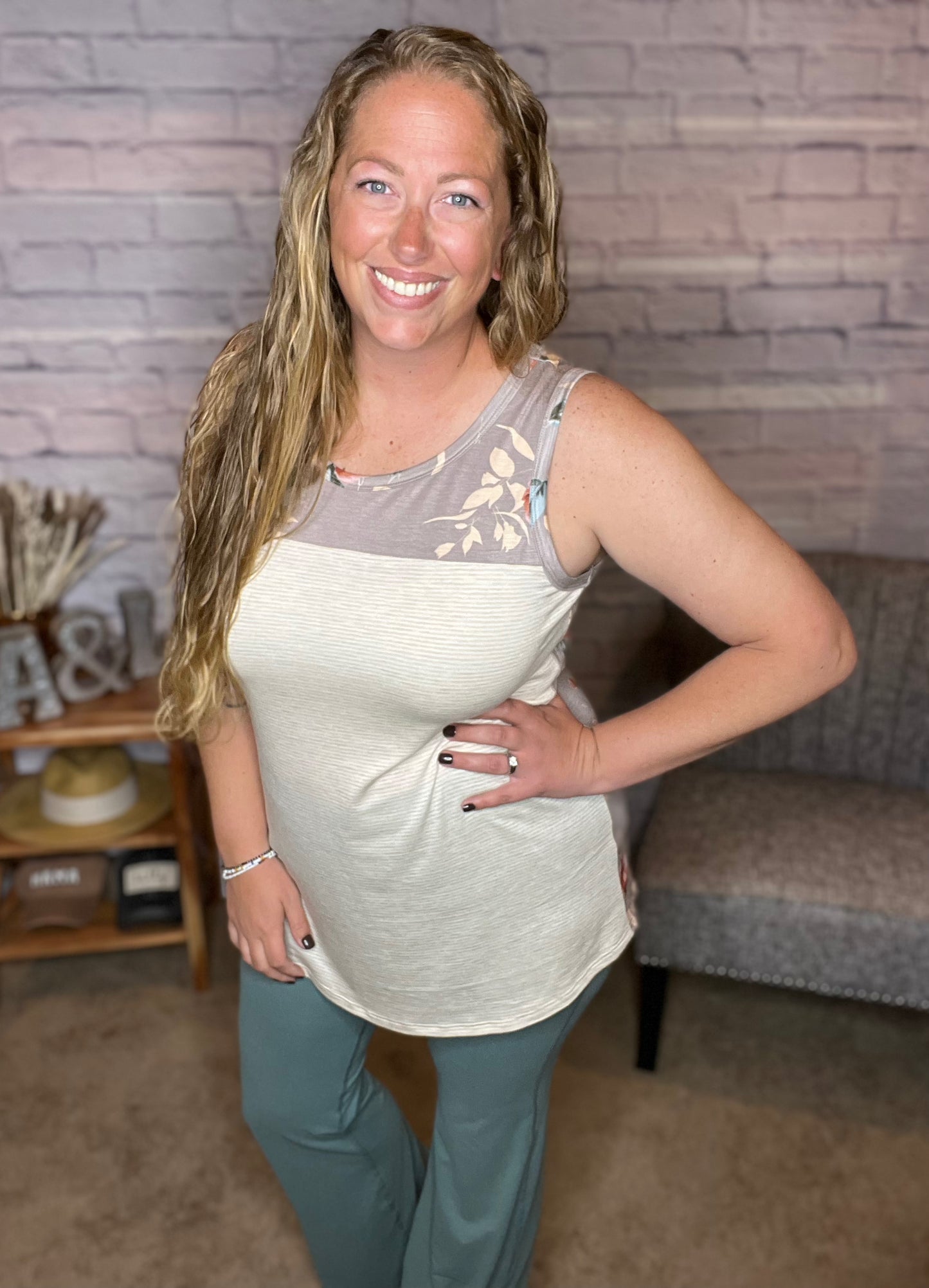Heily's Floral Stripe Tank