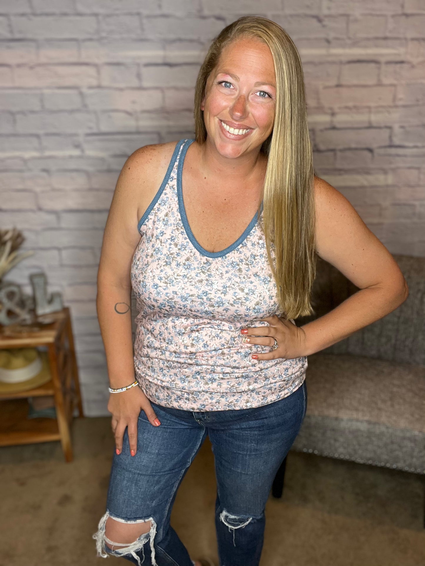 Blushing Floral Tank Top