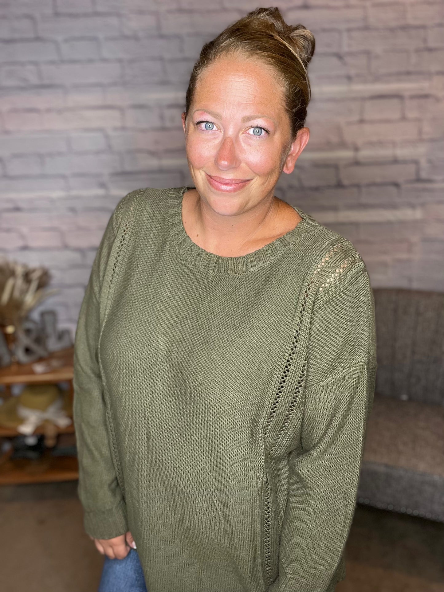 Knitted Eyelet Sweater
