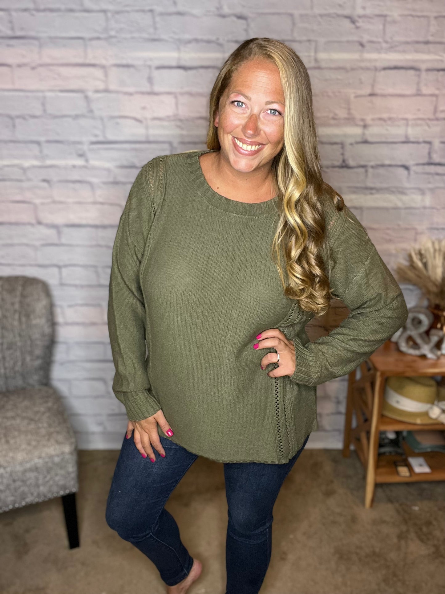 Knitted Eyelet Sweater