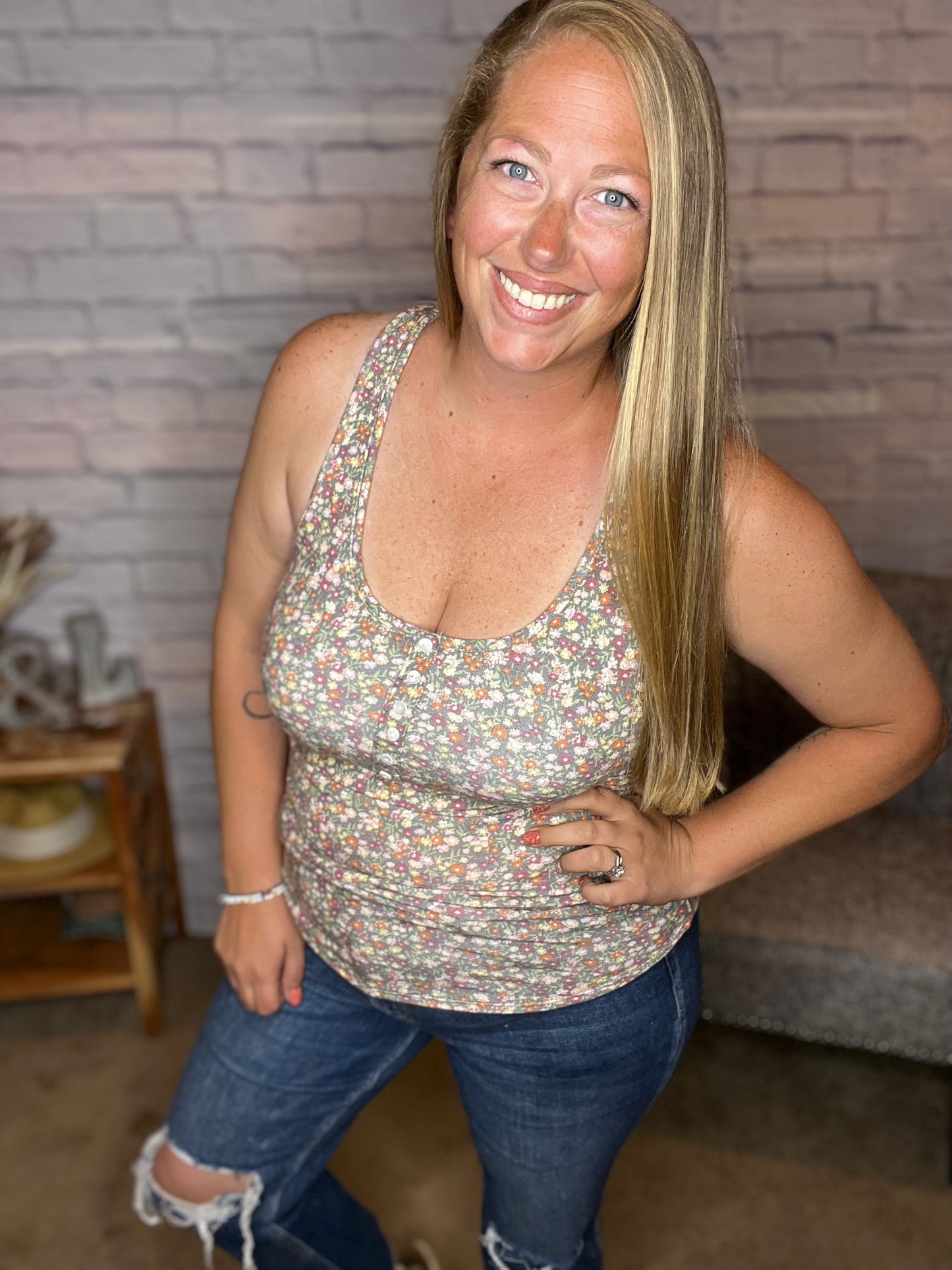 Smoky Floral Tank Top