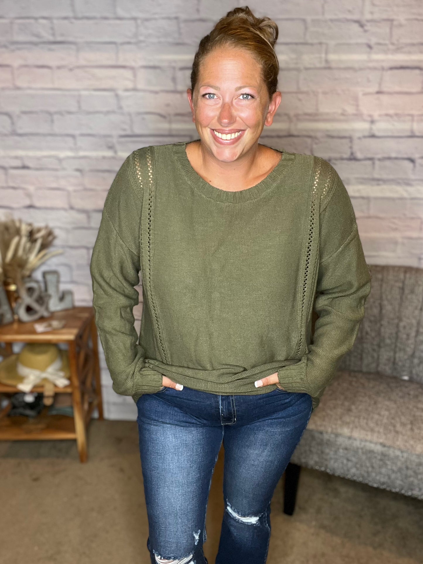 Knitted Eyelet Sweater