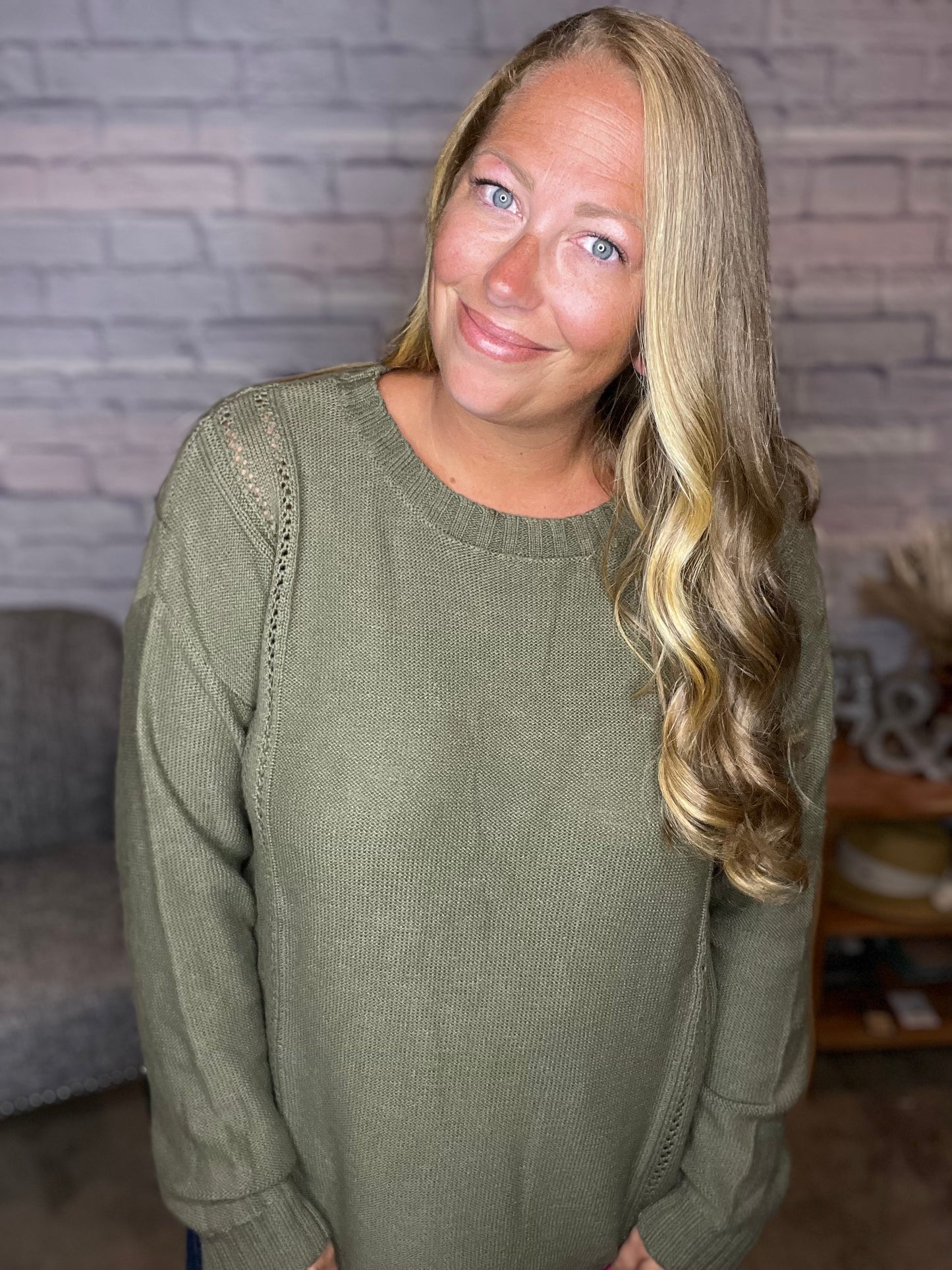 Knitted Eyelet Sweater