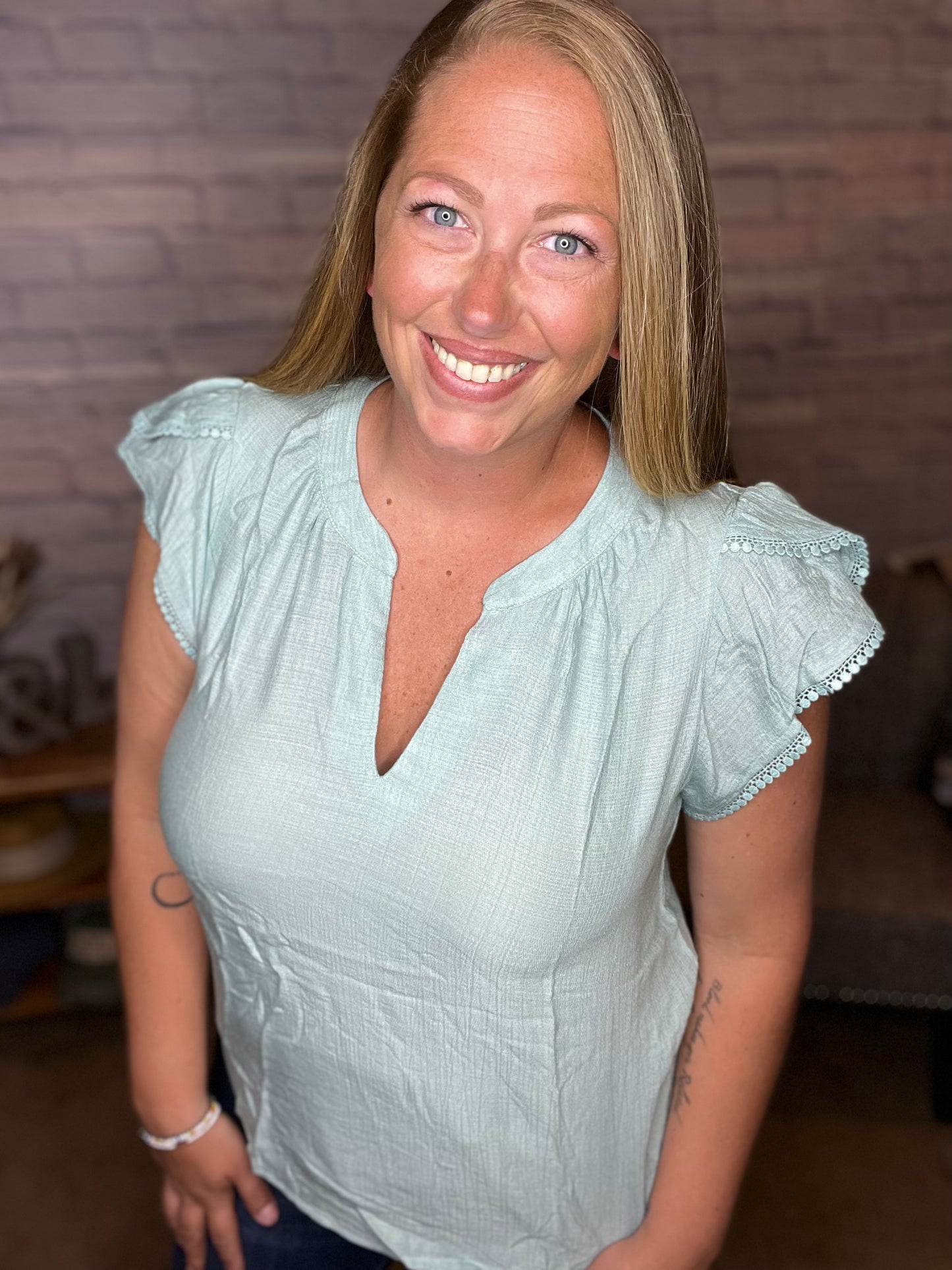 Petal Sleeve Woven Top