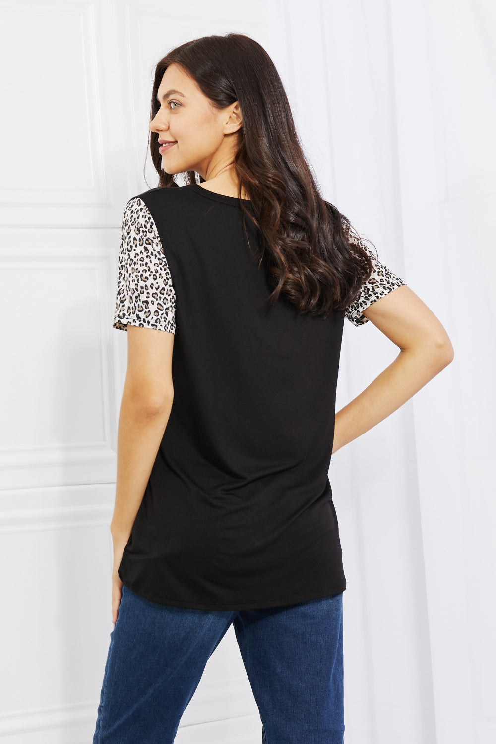 Heimish Animal Print Contrast Top