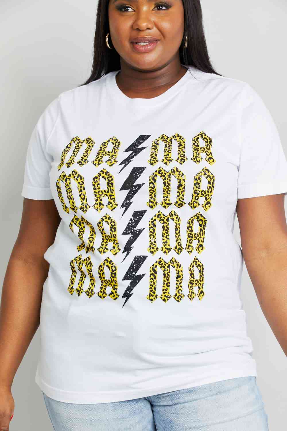 mineB Full Szie MAMA Leopard Lightning Graphic Tee