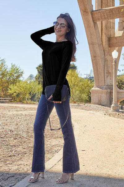 Basic Bae Round Neck Long Sleeve T-Shirt - 4 Color Options!