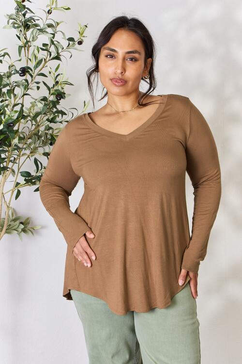 Luxe Rayon Long Sleeve V-Neck Top