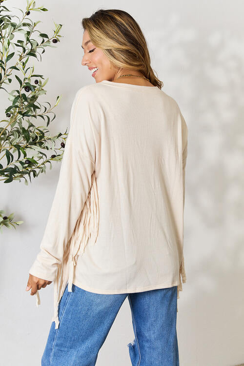 Celeste Fringe Detail Long Sleeve Blouse