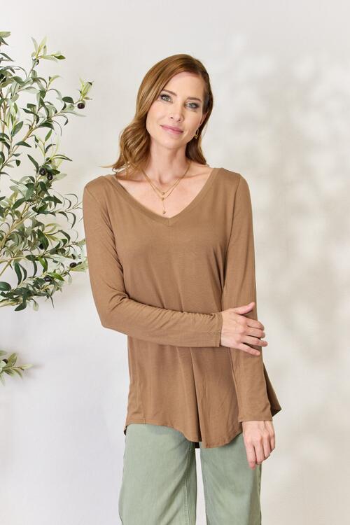 Luxe Rayon Long Sleeve V-Neck Top