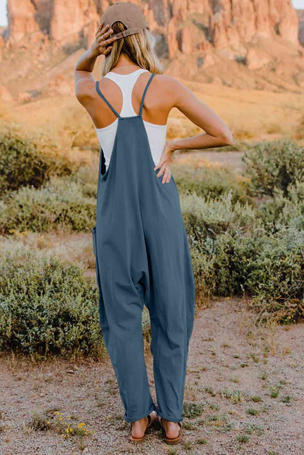 Double Take V-Neck Sleeveless Jumpsuit with Pocket - Multiple Colors!
