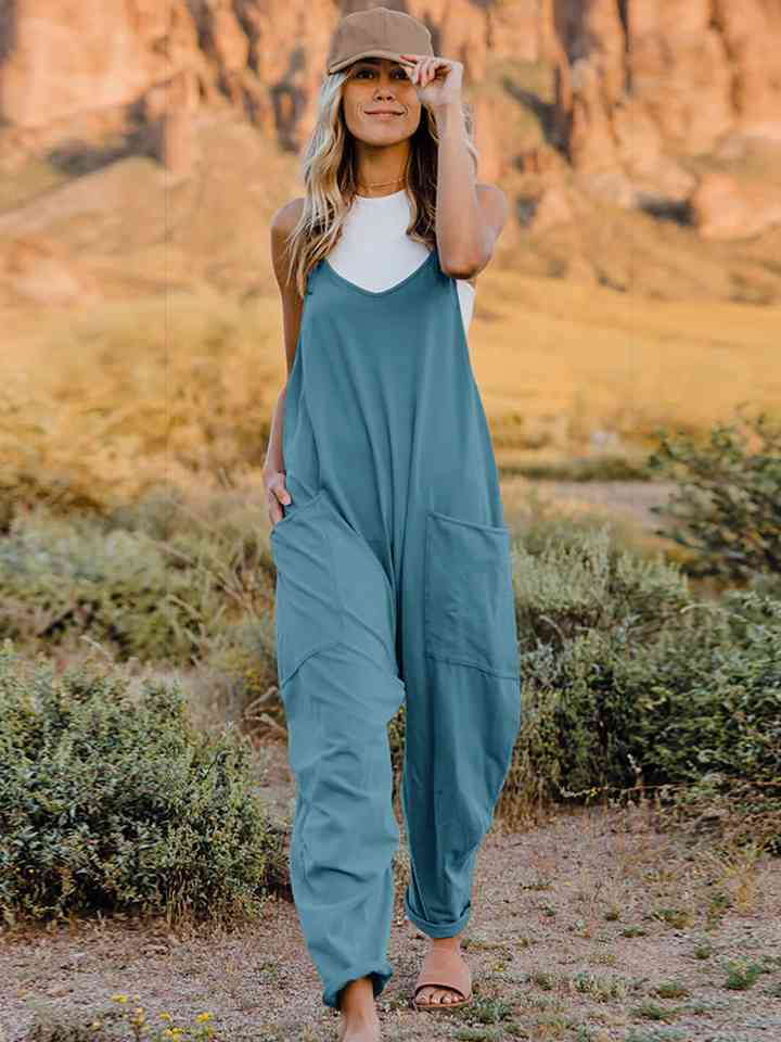 Double Take V-Neck Sleeveless Jumpsuit with Pocket - Multiple Colors!