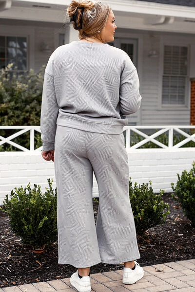 Double Take Textured Long Sleeve Top and Drawstring Pants Set - 6 color options!