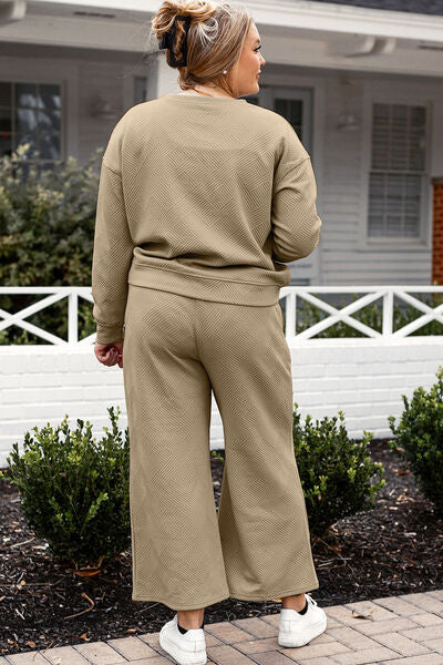 Double Take Textured Long Sleeve Top and Drawstring Pants Set - 6 color options!