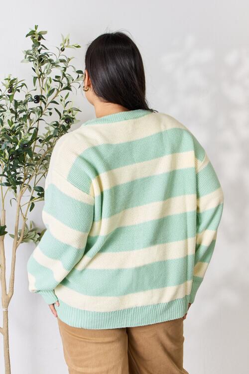 Aqua Dreams Striped Round Neck Sweater