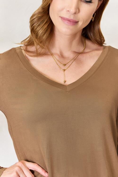Luxe Rayon Long Sleeve V-Neck Top