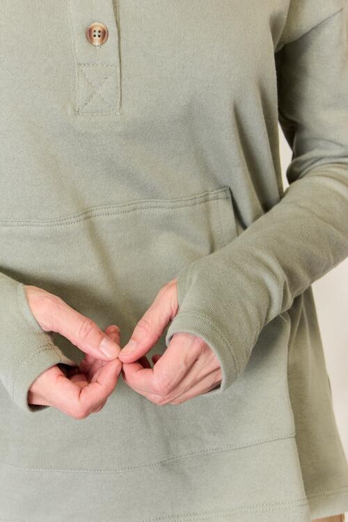 For the Love of Olive Half Button Hoodie