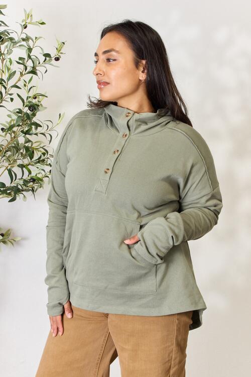 For the Love of Olive Half Button Hoodie